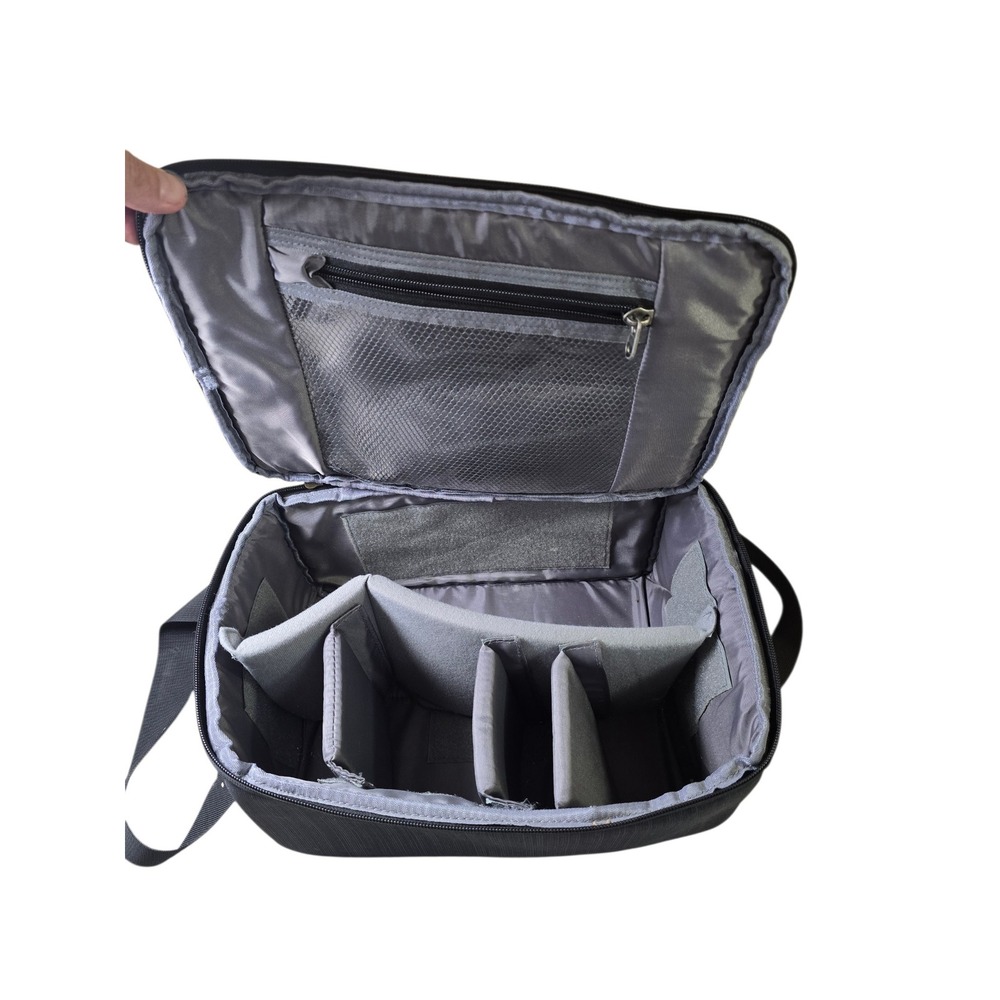Padded Camera Shoulder Bag Charcoal Gray Adjustable Dividers Gear Case - Picture 2 of 6